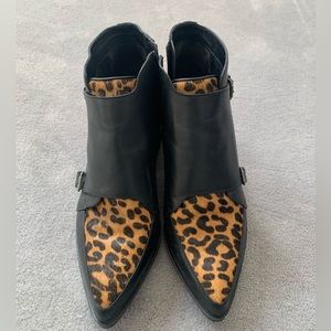 Circus by Sam Edelman Black and Leopard Print Booties